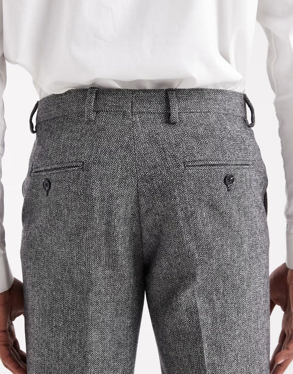 ASOS Jack & Jones wool blend suit trouser in slim fit grey texture - 4