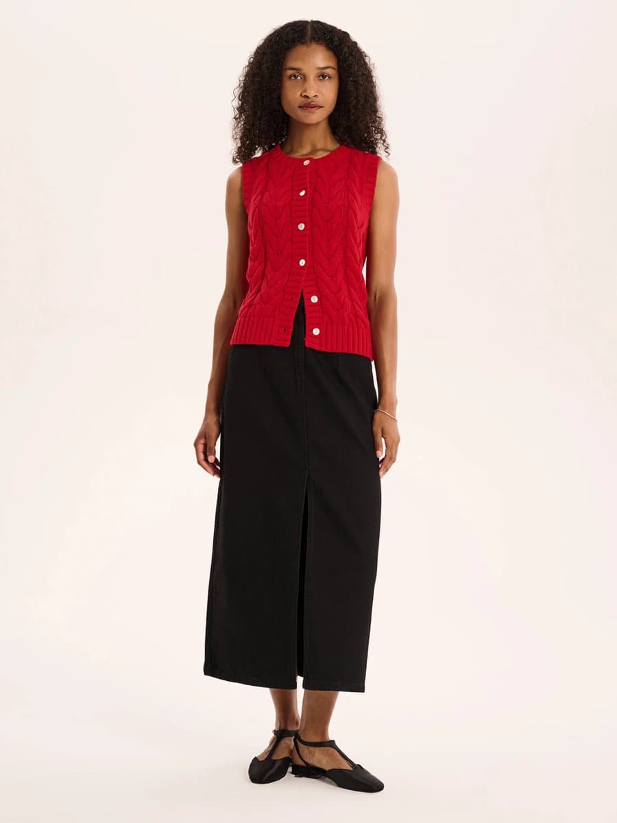 OMNES Olive Denim Skirt in Black