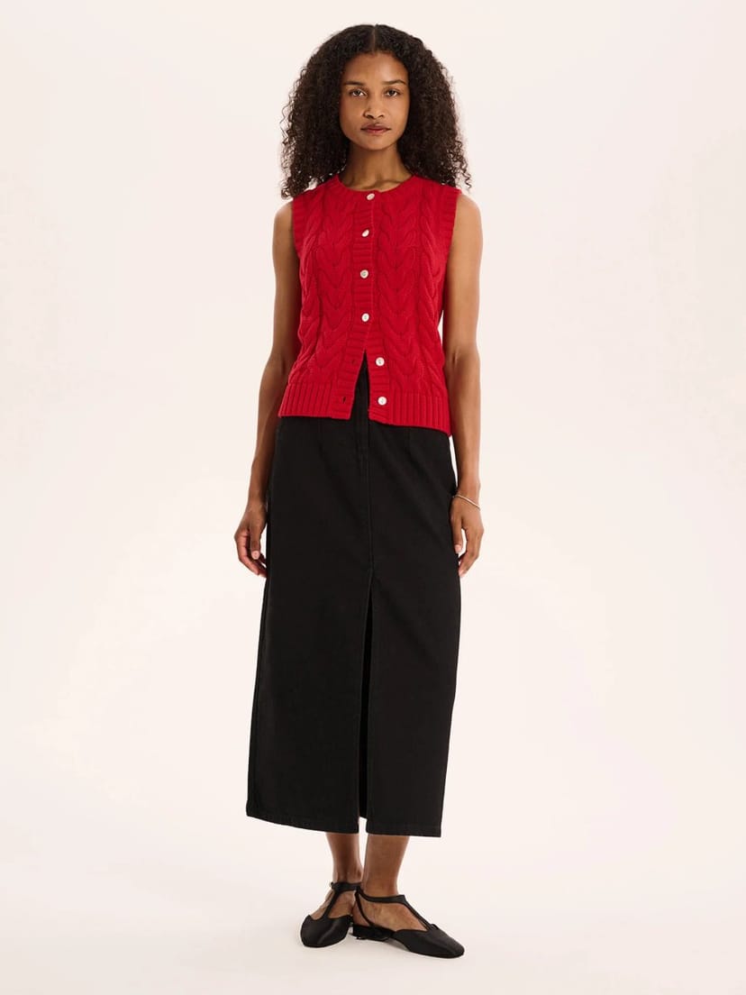 OMNES Olive Denim Skirt in Black - 1