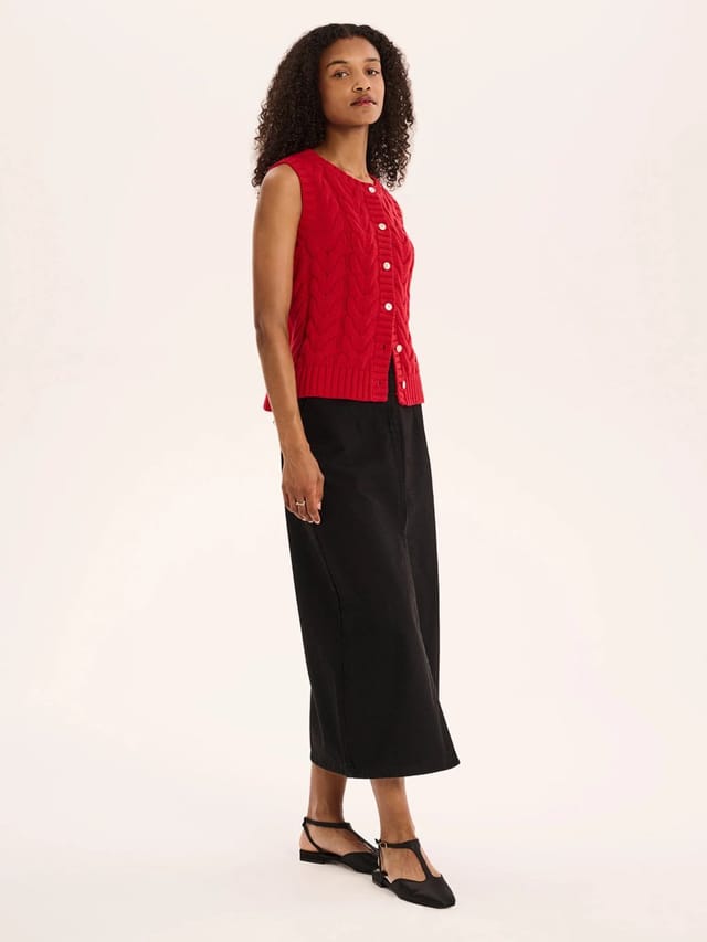 OMNES Olive Denim Skirt in Black - 2