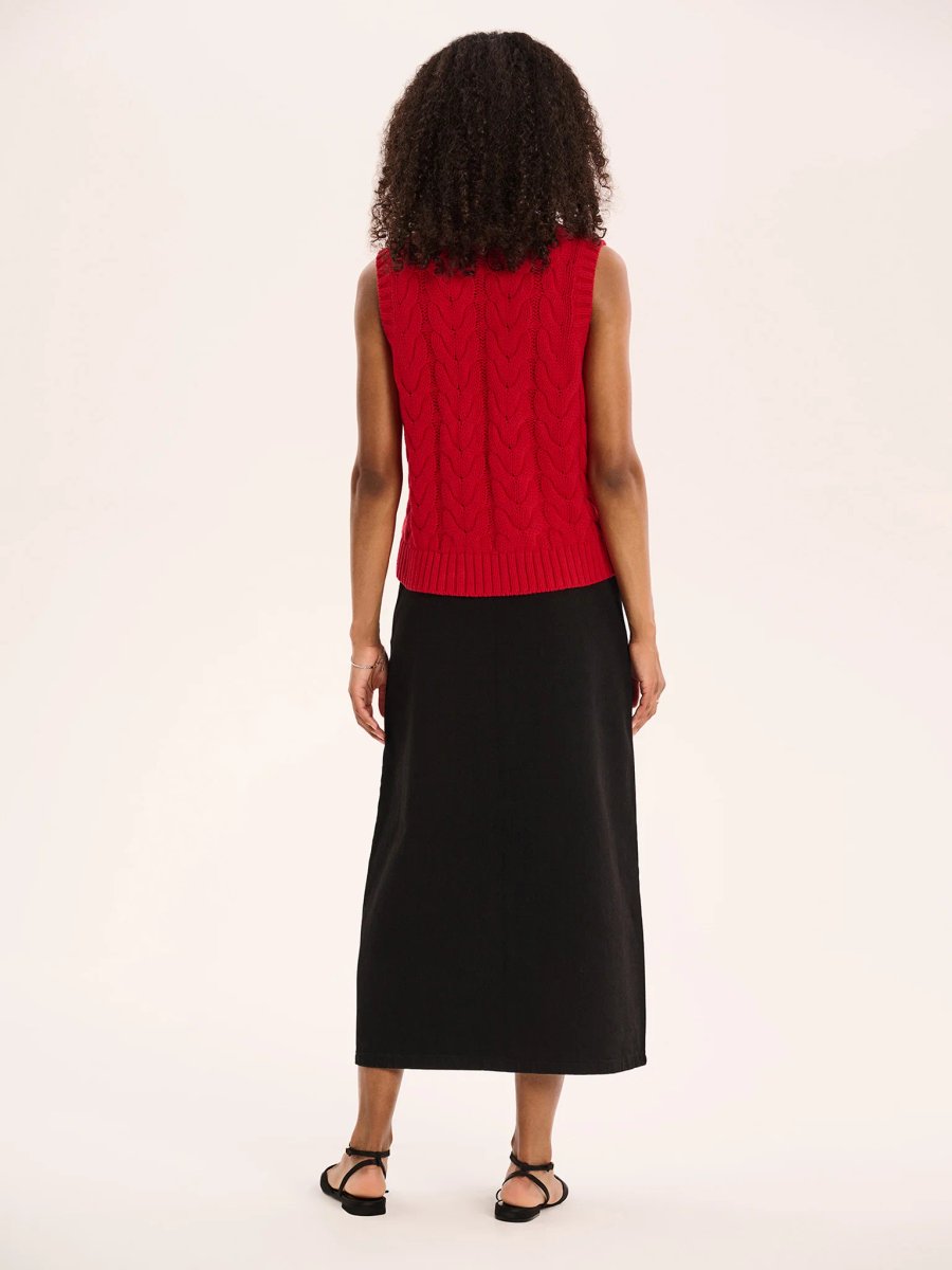 OMNES Olive Denim Skirt in Black - 3