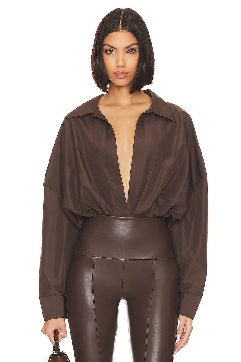 revolve Oversized Boyfriend Shirt Bodysuit