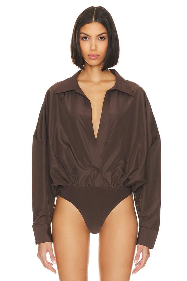 revolve Oversized Boyfriend Shirt Bodysuit - 2