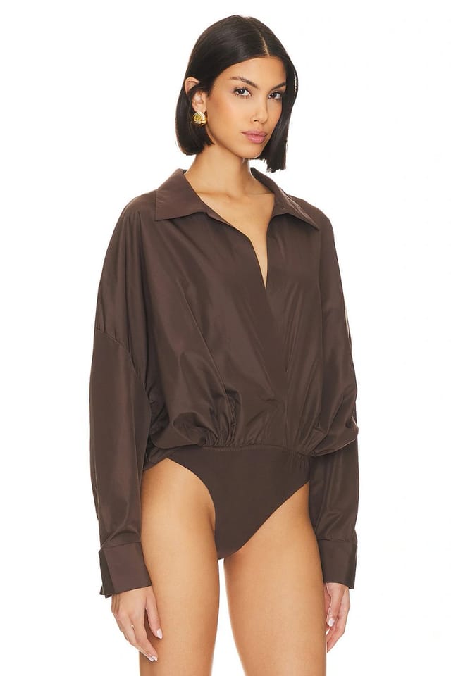 revolve Oversized Boyfriend Shirt Bodysuit - 3