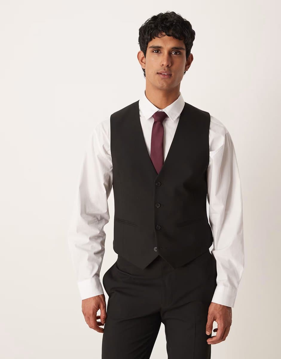 ASOS ASOS DESIGN slim suit waistcoat in black