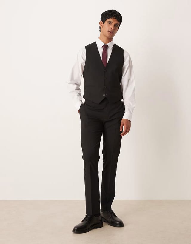 ASOS ASOS DESIGN slim suit waistcoat in black - 2