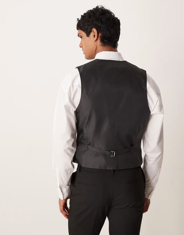 ASOS ASOS DESIGN slim suit waistcoat in black - 3