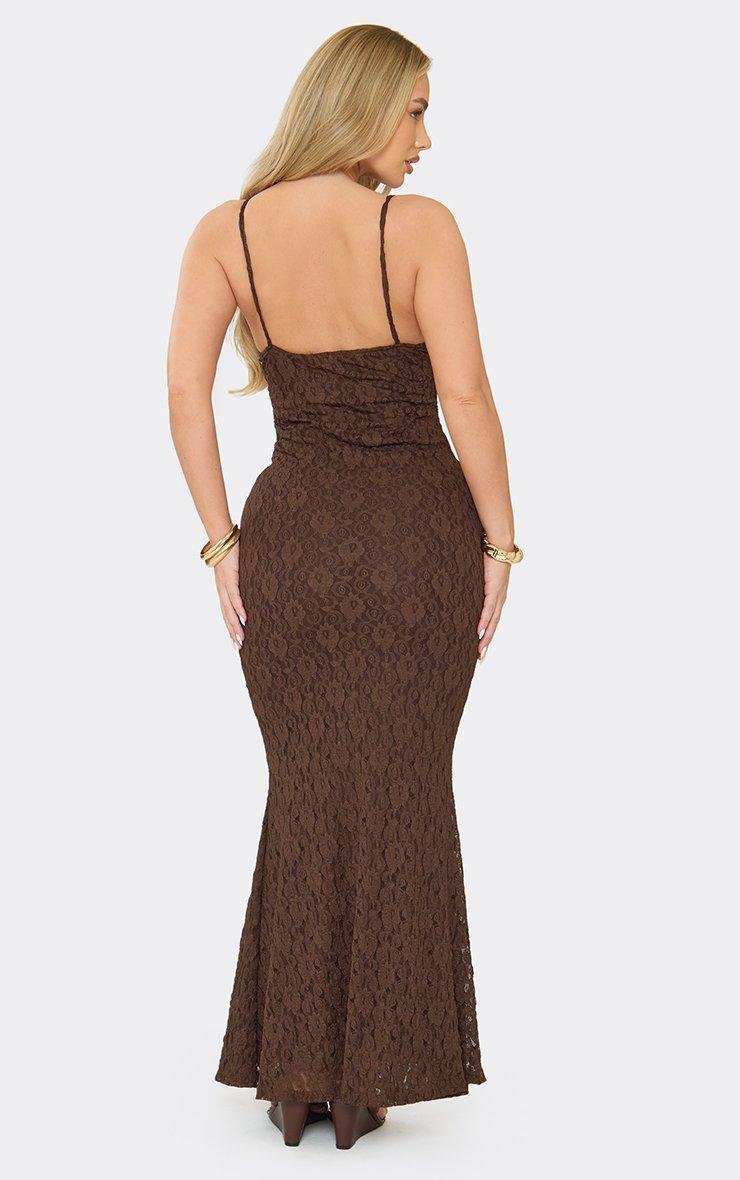 EGO Strappy Maxi Dress In Brown Lace, Women's Size UK 6 - 2