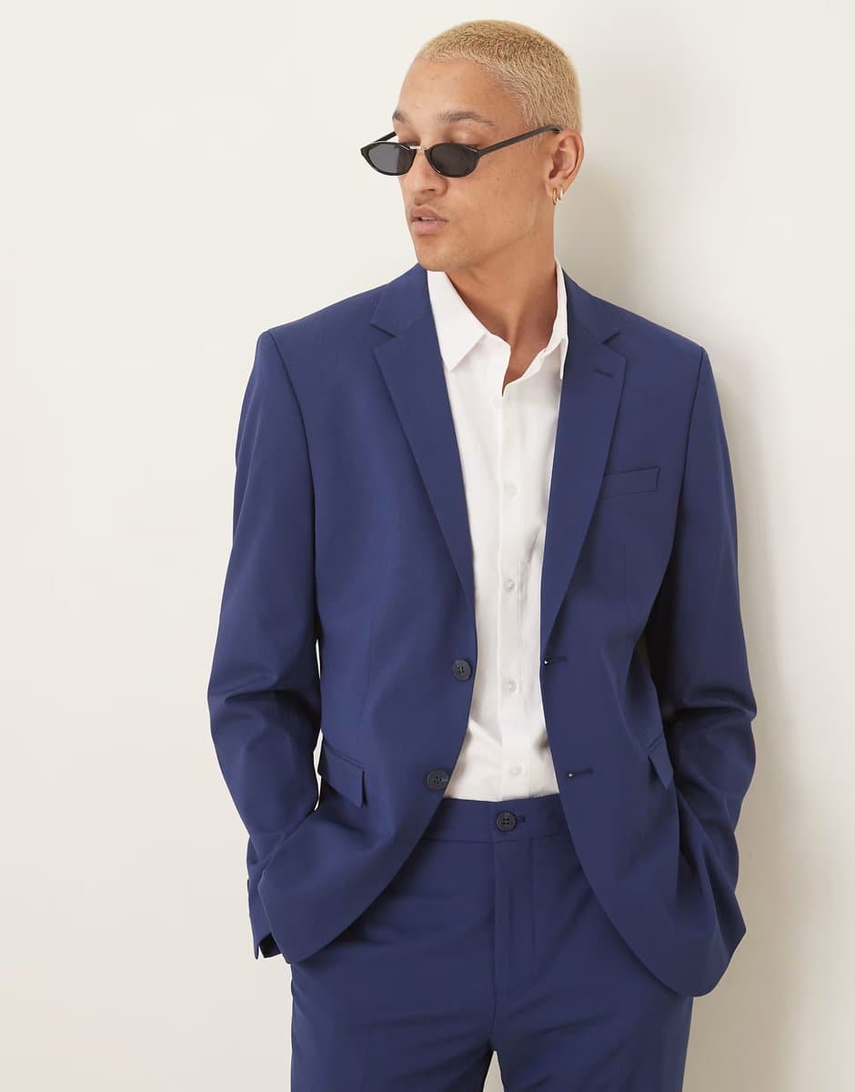 ASOS Selected slim fit blazer in dark blue