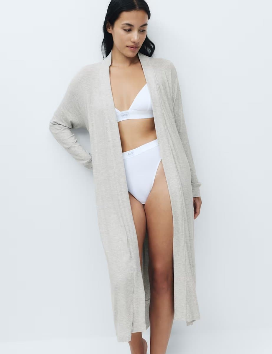 Marks & Spencer M&S Cozy Grey Long Wrap Dress