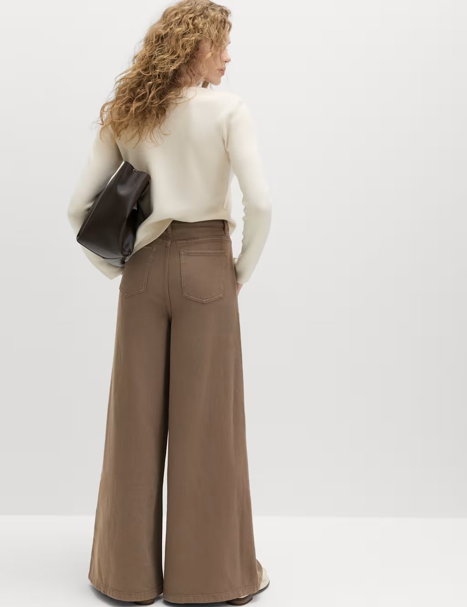 Marks & Spencer M&S Pure Cotton Palazzo Trousers Mocha - 1