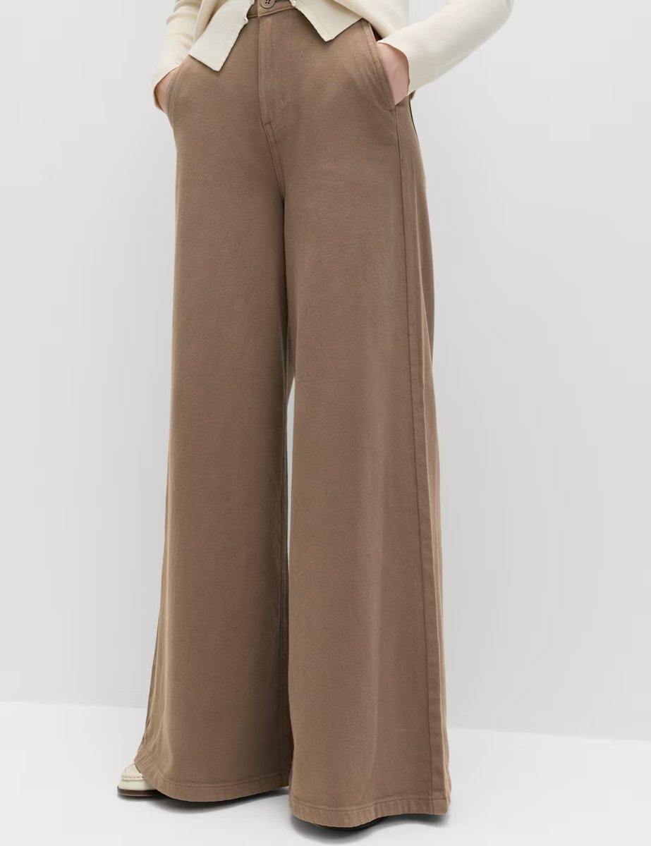 Marks & Spencer M&S Pure Cotton Palazzo Trousers Mocha - 4