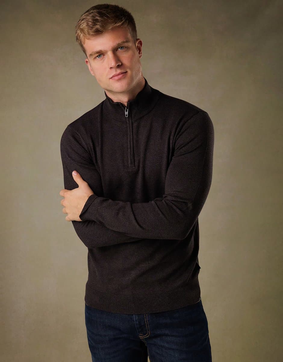 ASOS French Connection 1/2 zip knitted jumper in charcoal