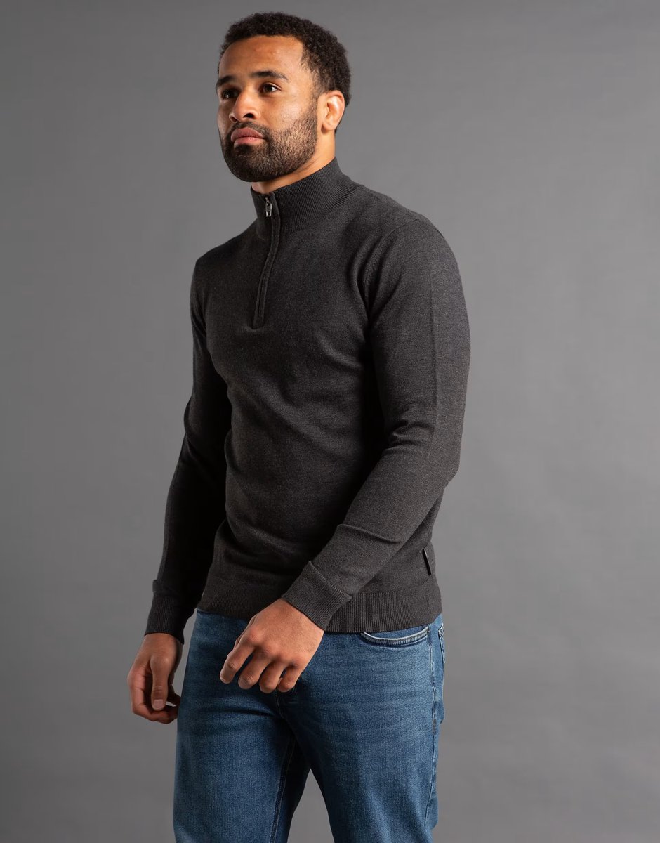 ASOS French Connection 1/2 zip knitted jumper in charcoal - 2