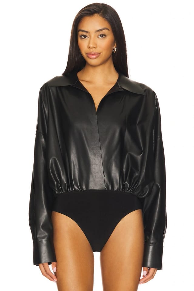revolve Super Oversized Boyfriend NK Shirt Bodysuit - 2
