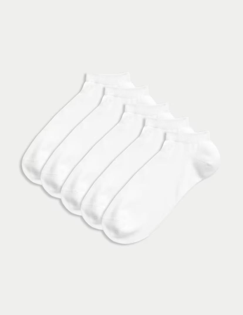 Marks & Spencer M&S 5 Pack Cool & Fresh™ Trainer Liners™ White - 1