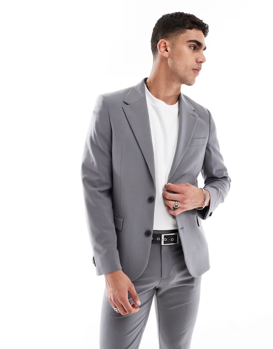 ASOS ASOS Skinny Stretch Blazer in Charcoal