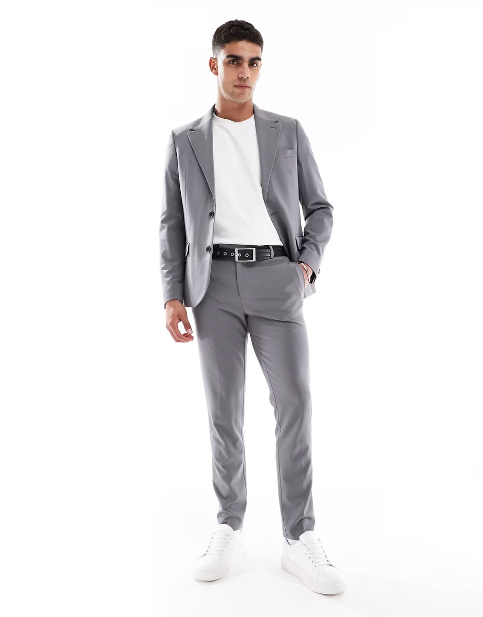 ASOS ASOS DESIGN four way stretch skinny suit jacket in charcoal - 2