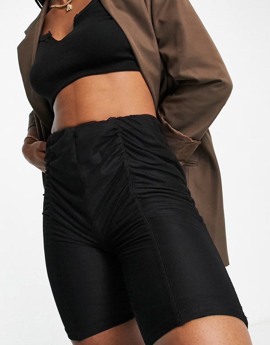 ASOS Rebellious Fashion ruched detail bodycon short in black - 4