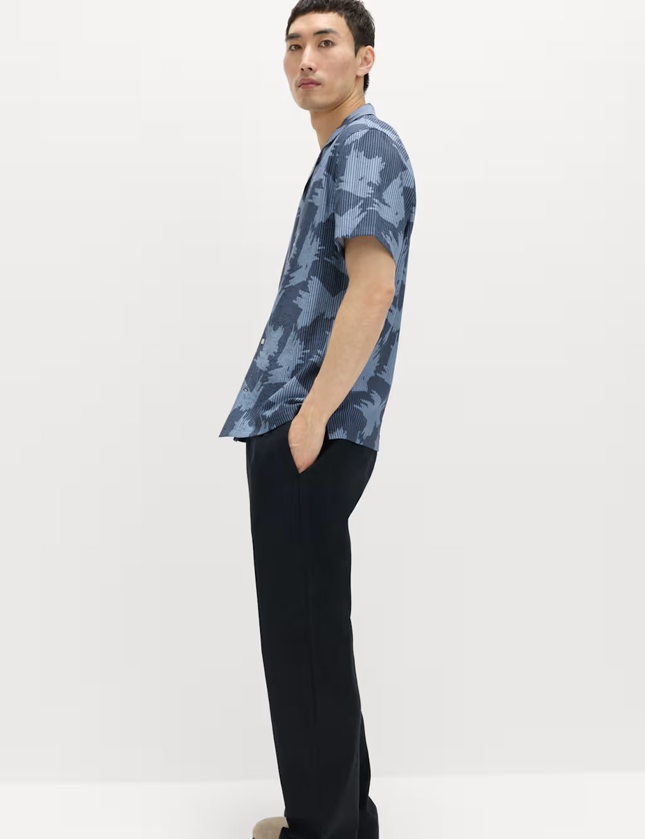 Marks & Spencer M&S Printed Short Sleeve Shirt Blue Mix - 4