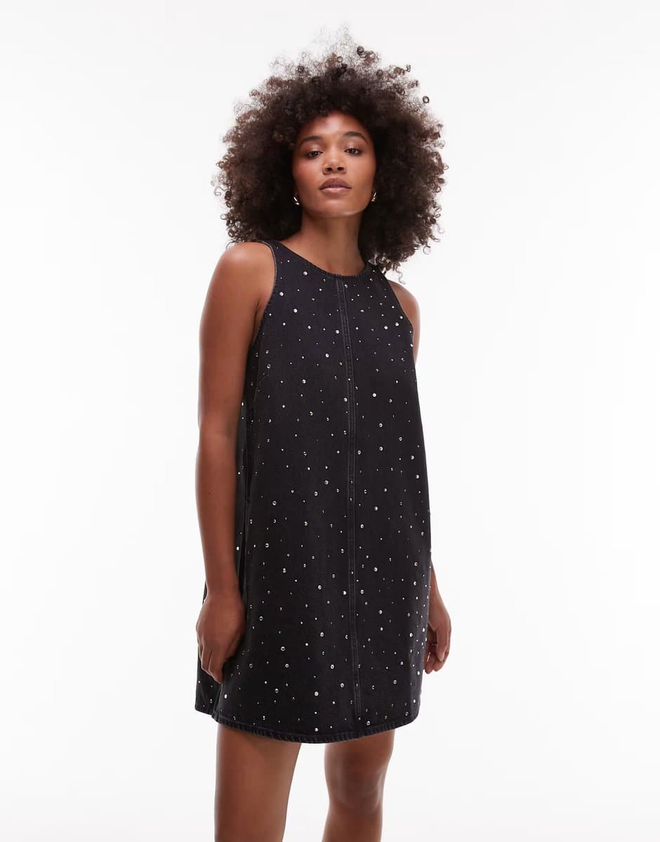 ASOS Levi's 90's embellished denim shift dress in washed black