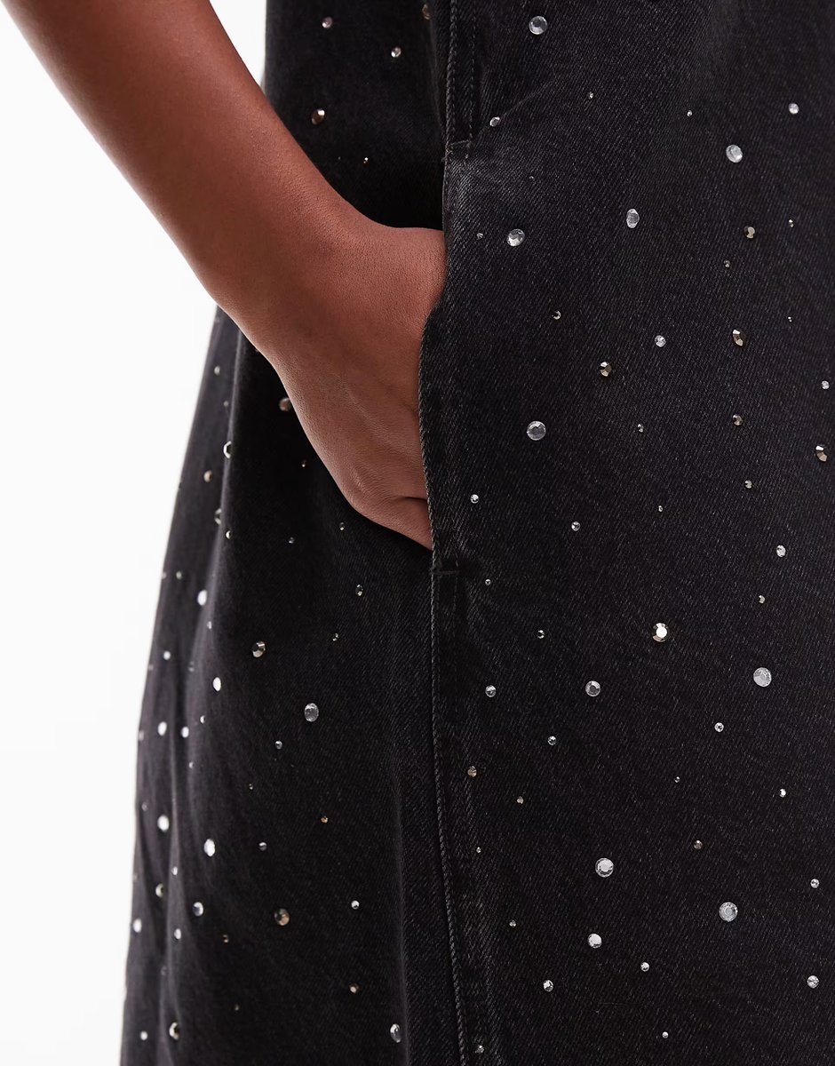 ASOS Levi's 90's embellished denim shift dress in washed black - 3