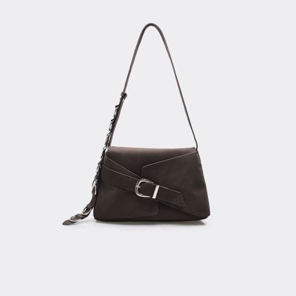 EGO EGO Retro Buckle Ring Detail Shoulder Bag in Brown