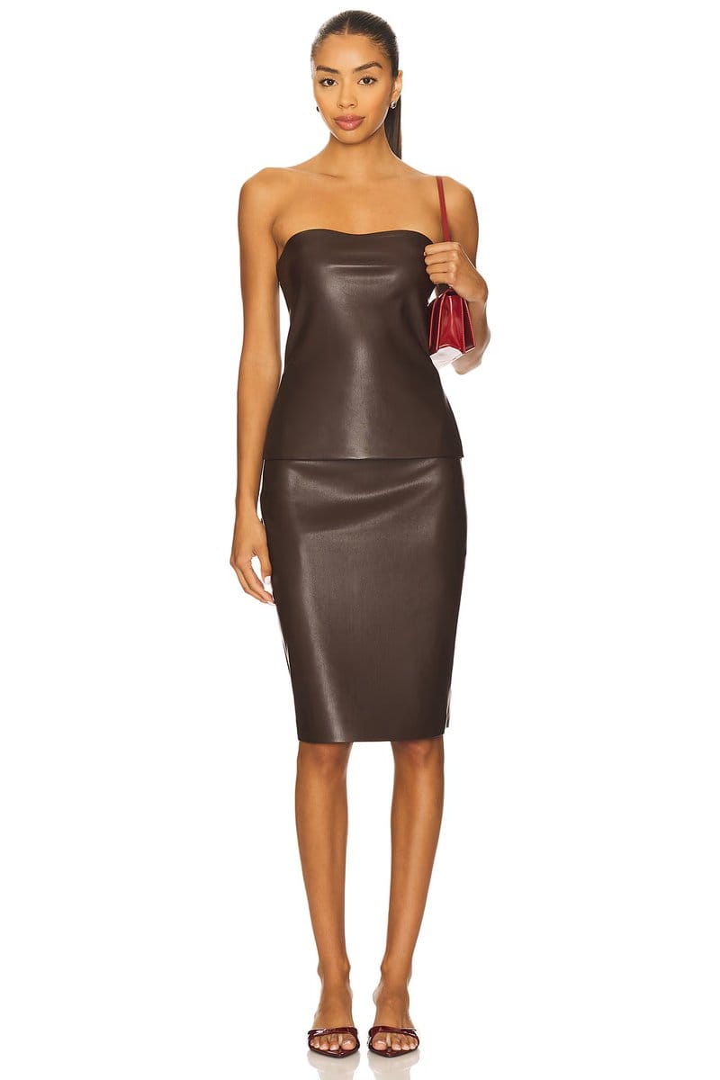 revolve Faux Leather Tube Top - 4