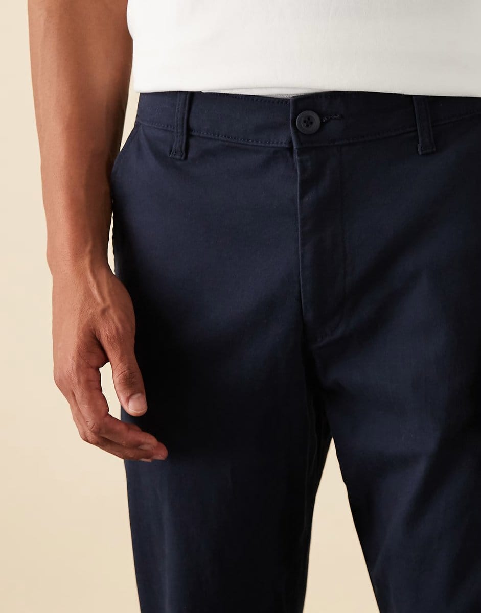 ASOS ASOS DESIGN tapered chinos in navy - 4