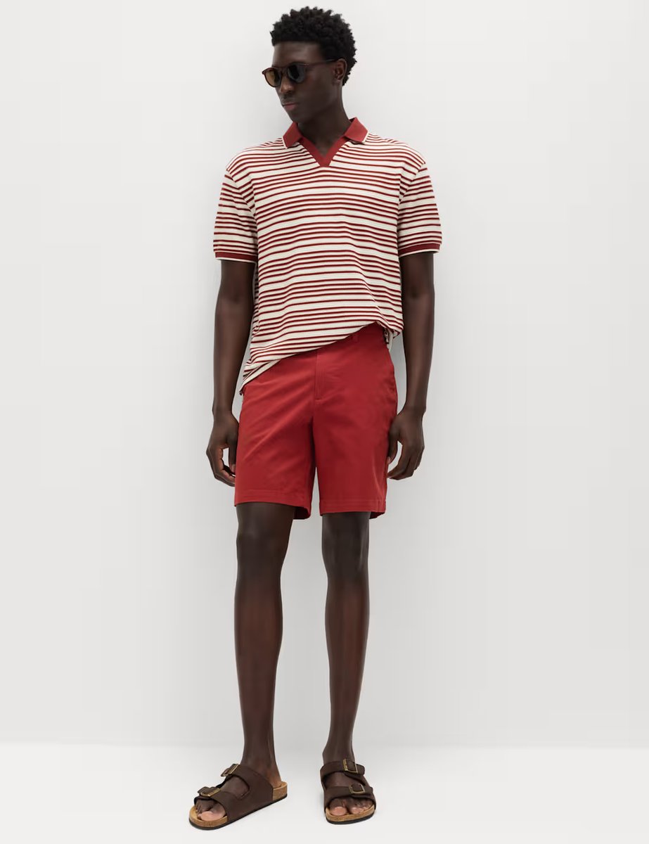 Marks & Spencer M&S Regular Fit Stretch Chino Shorts Paprika - 2