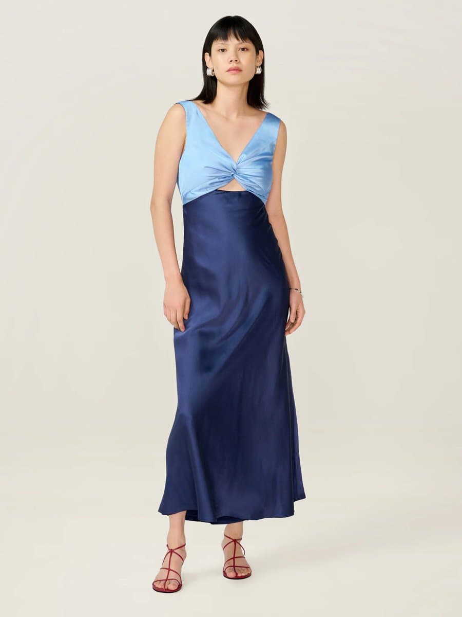OMNES Maggy Dress in Blue and Dark Blue