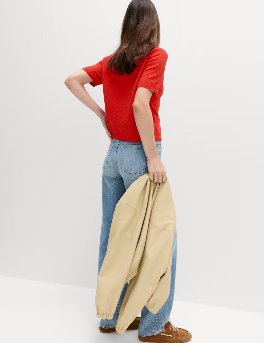 Marks & Spencer M&S Cotton Rich Boucle Slim Fit Knitted Top Chilli - 2