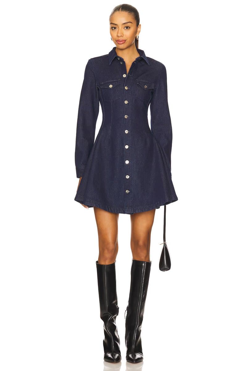 revolve Long Sleeve Mini Shirt Dress