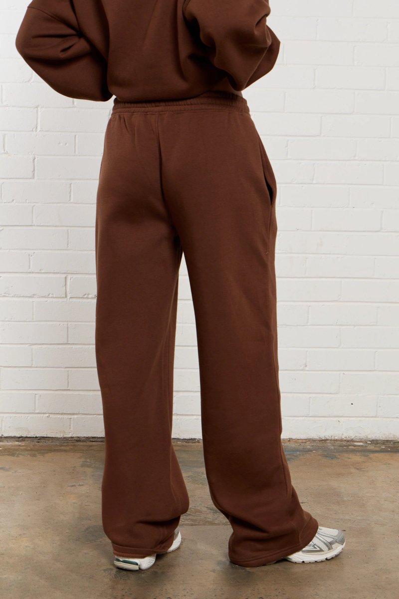 Kaiia Kaiia Jeans Embroidered Wide Leg Joggers Chestnut - 4
