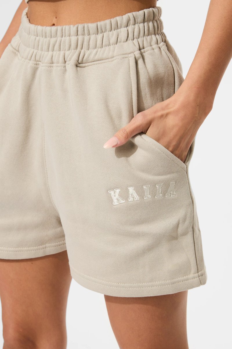 Kaiia Kaiia Logo Sweat Shorts Stone - 2