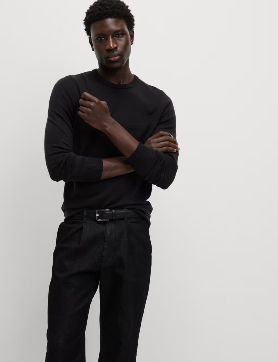 Marks & Spencer M&S Classic Long Sleeve Crew Neck Jumper in Black