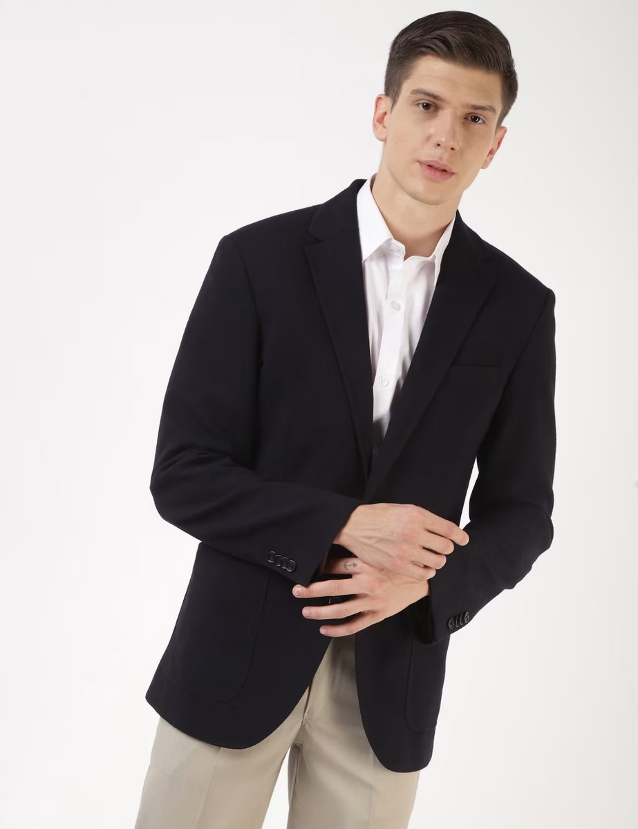 Marks & Spencer M&S Regular Fit Premium Jersey Blazer Navy - 2