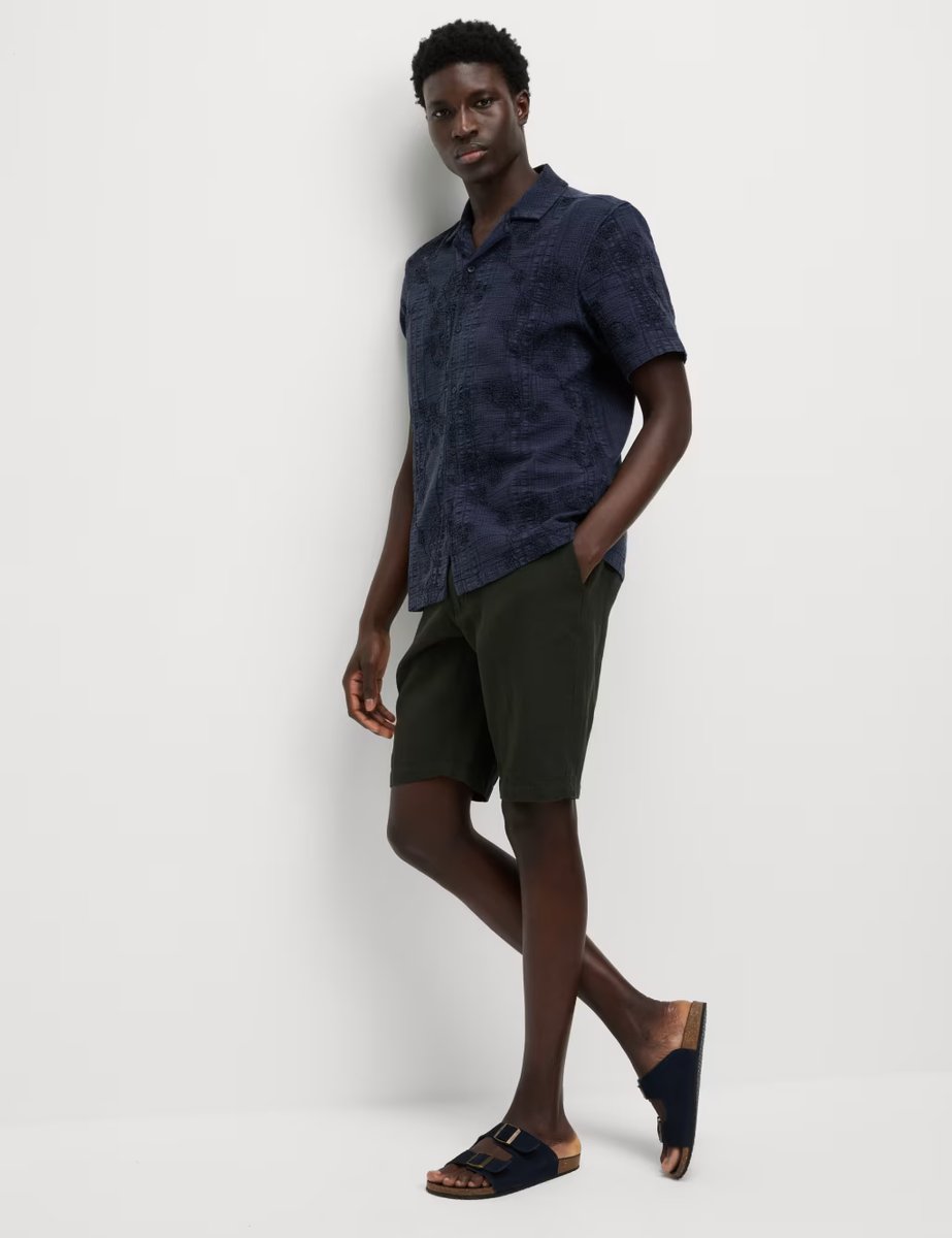 Marks & Spencer M&S Pure Cotton Seersucker Shirt Navy - 3