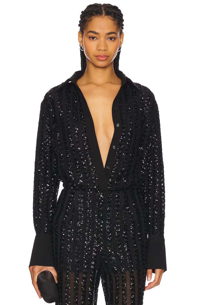 revolve Striped Sequin Long Sleeve Blouse