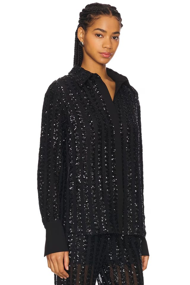 revolve Striped Sequin Long Sleeve Blouse - 2