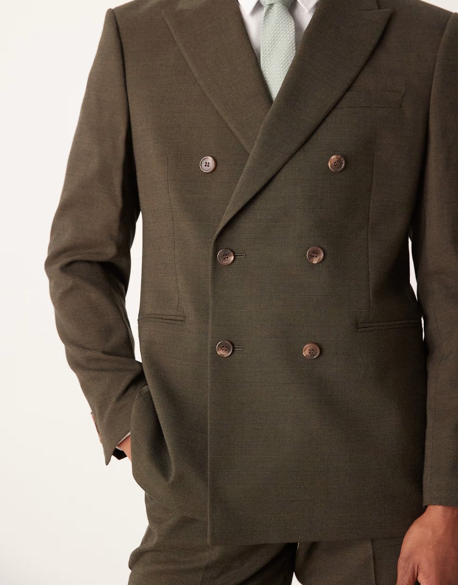 ASOS ASOS DESIGN regular suit jacket in brown glen check - 4