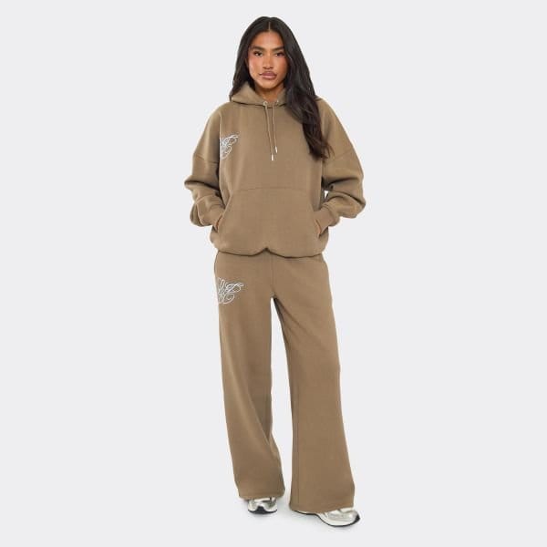 EGO Graphic Detail Oversized Hoodie In Olive Green, Women's Size UK 6 - 2