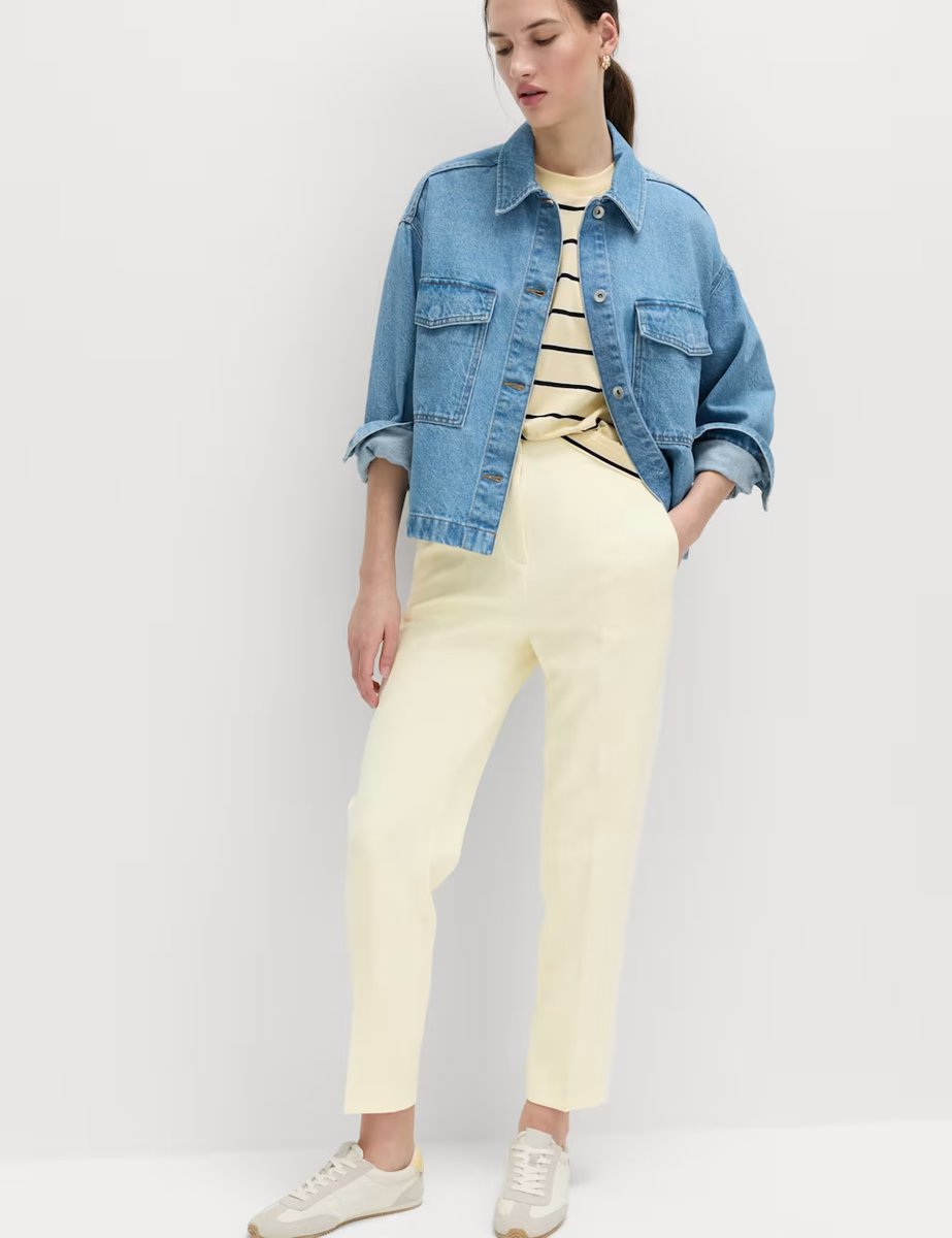 Marks & Spencer M&S Tapered Ankle Grazer Trousers Pale Yellow - 2