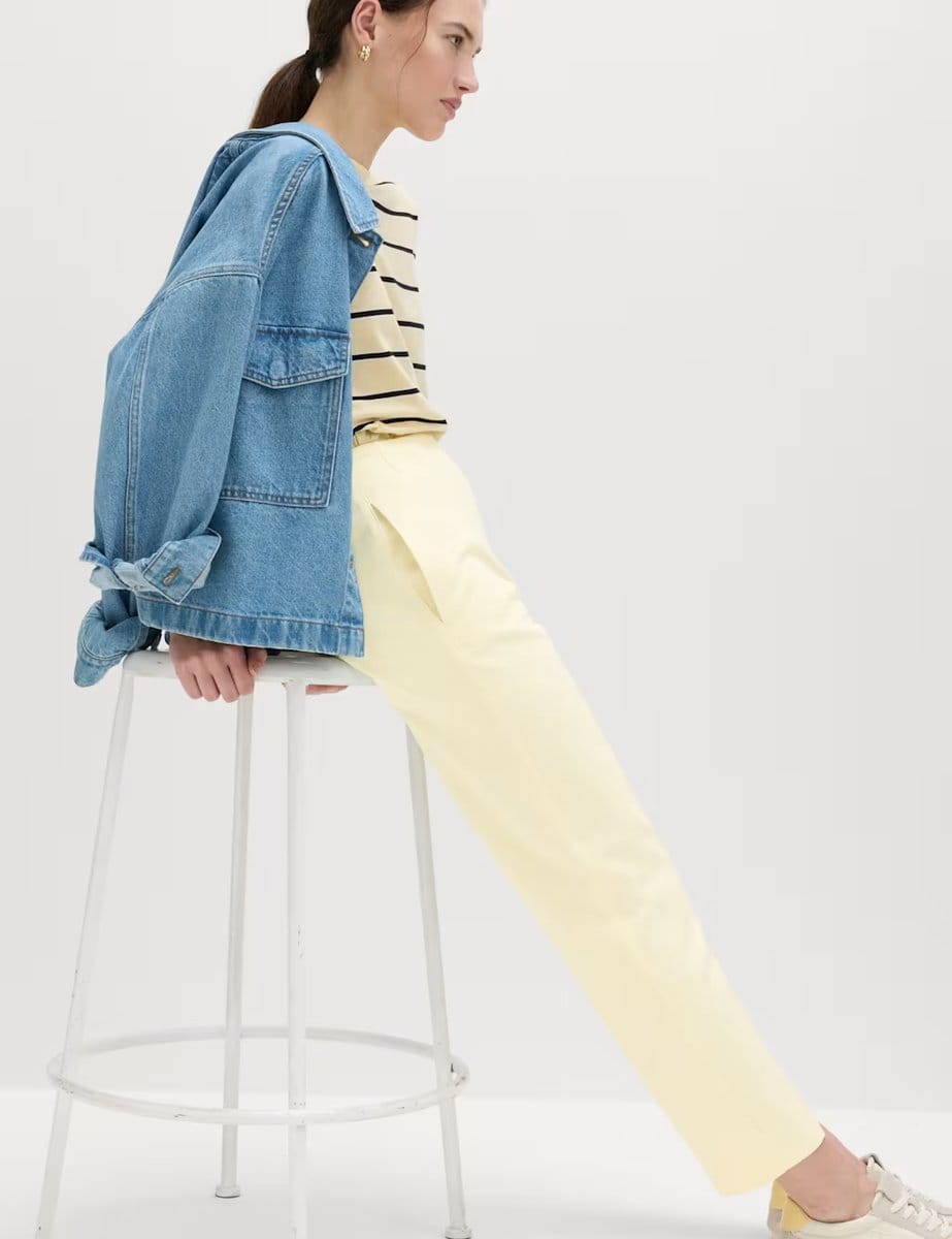 Marks & Spencer M&S Tapered Ankle Grazer Trousers Pale Yellow - 4