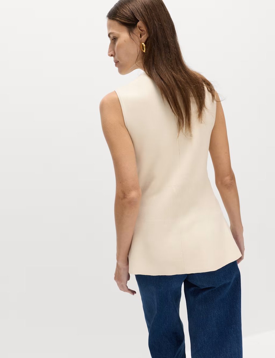 Marks & Spencer M&S Ribbed Peplum Waisted Knitted Waistcoat Ecru - 3