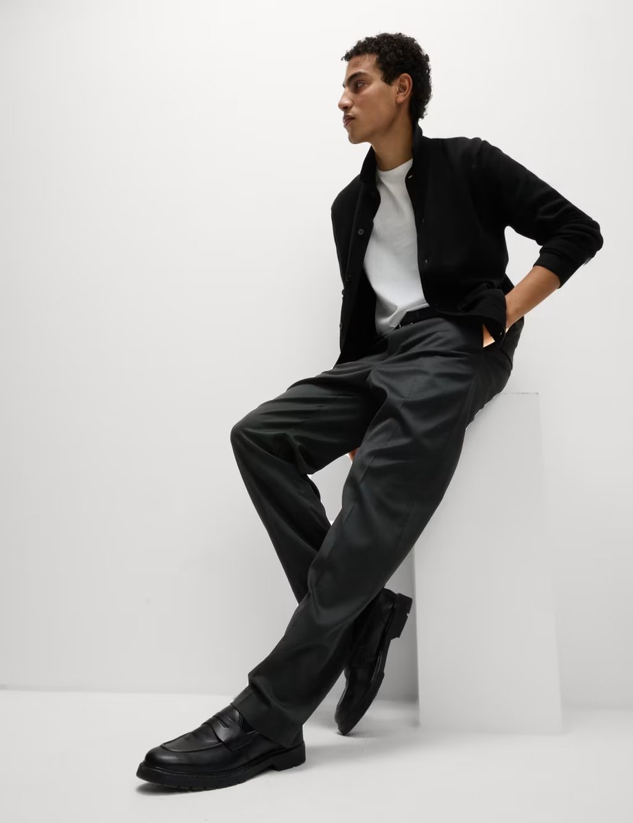 Marks & Spencer M&S Loose Fit Smart Stretch Trousers Black - 4