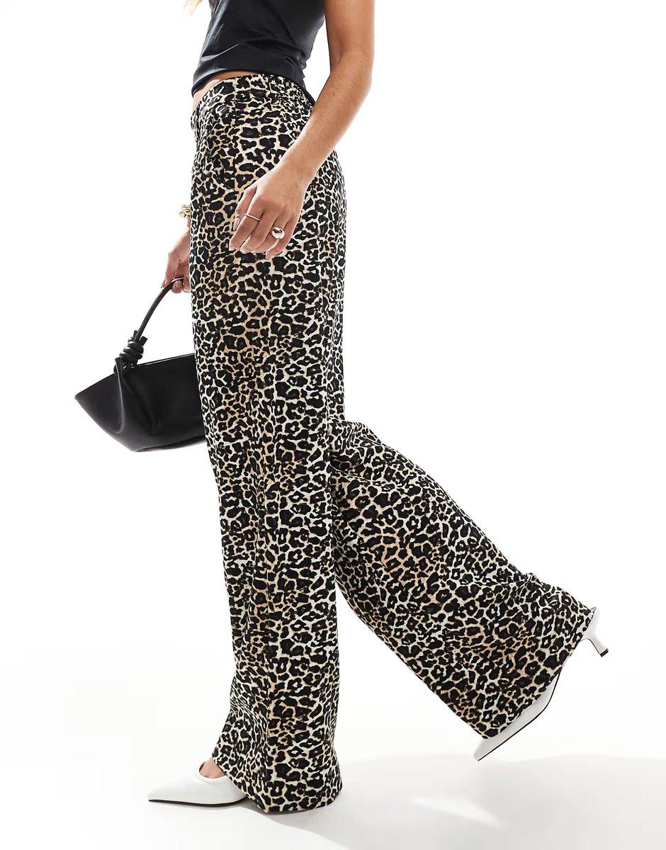 ASOS Object tailored wide leg trousers in leopard print - 4