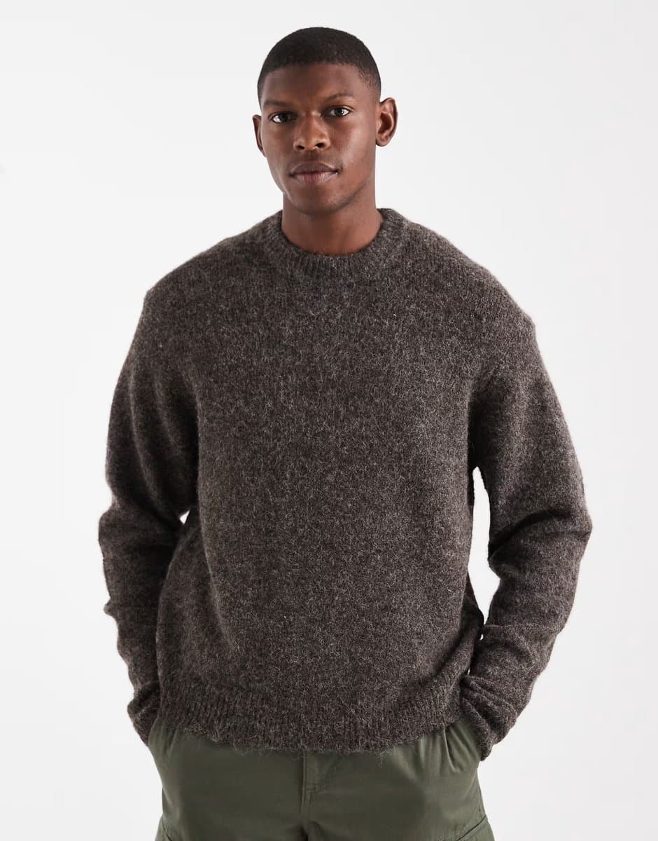 ASOS ASOS Boxy Fit Crew Neck Knit in Brown
