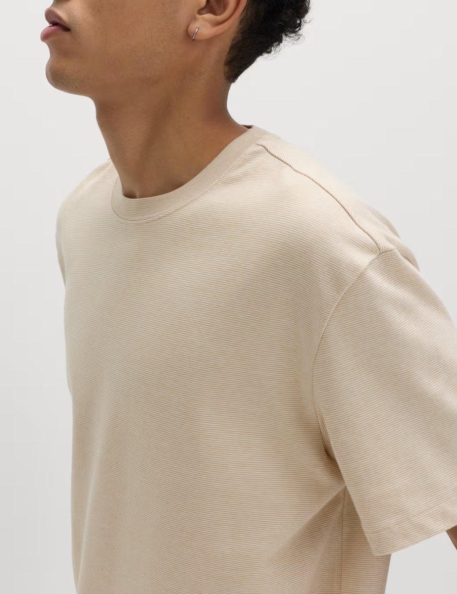 Marks & Spencer M&S Cotton Rich Ultimate Performance Striped T-Shirt Ecru Mix - 2