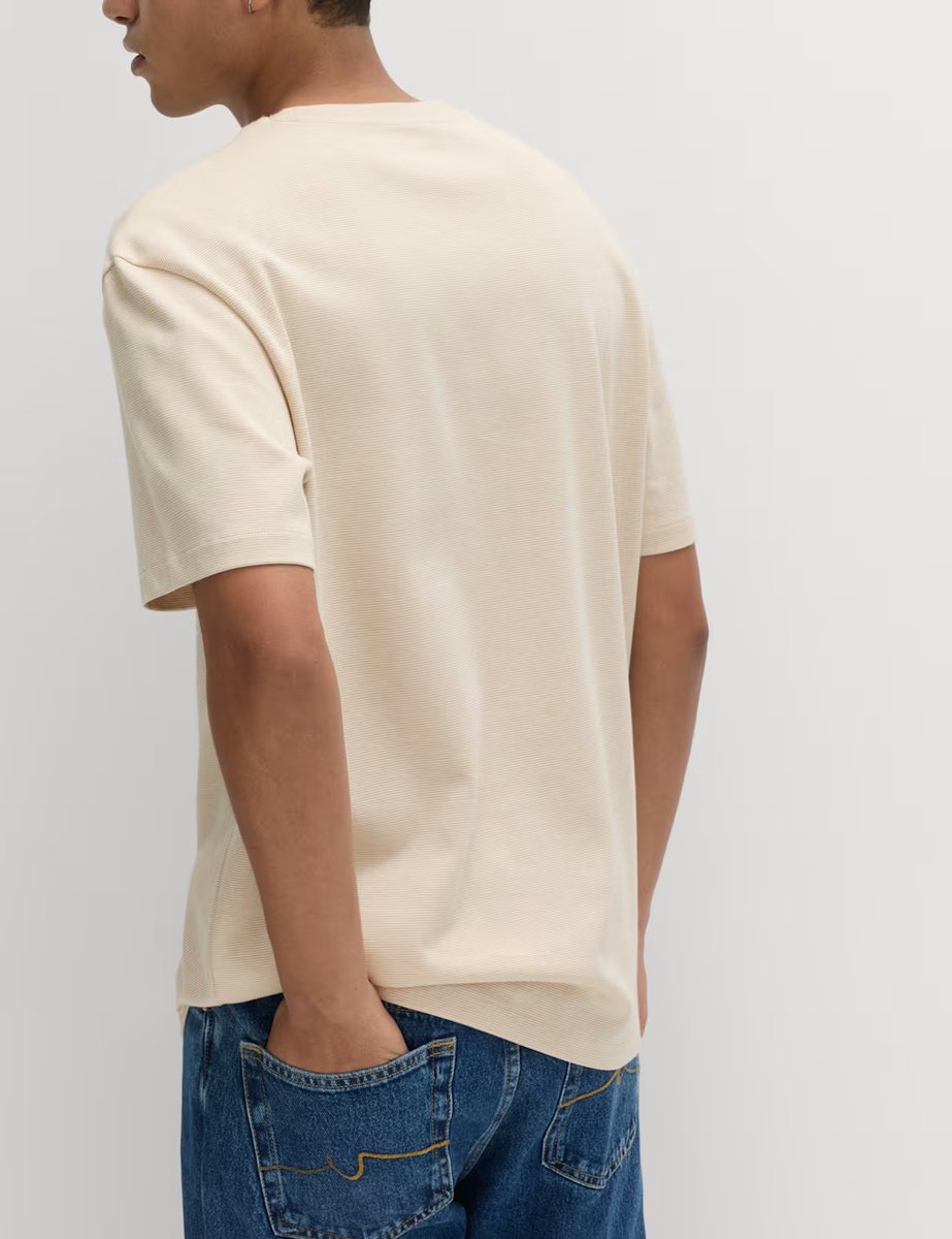 Marks & Spencer M&S Cotton Rich Ultimate Performance Striped T-Shirt Ecru Mix - 4